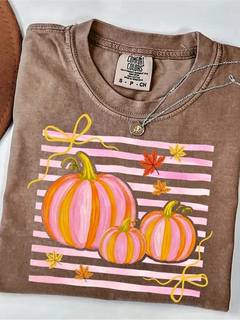 Comfort Colors Heavyweight Ring Spun T-Shirt Pumpkin Stripe